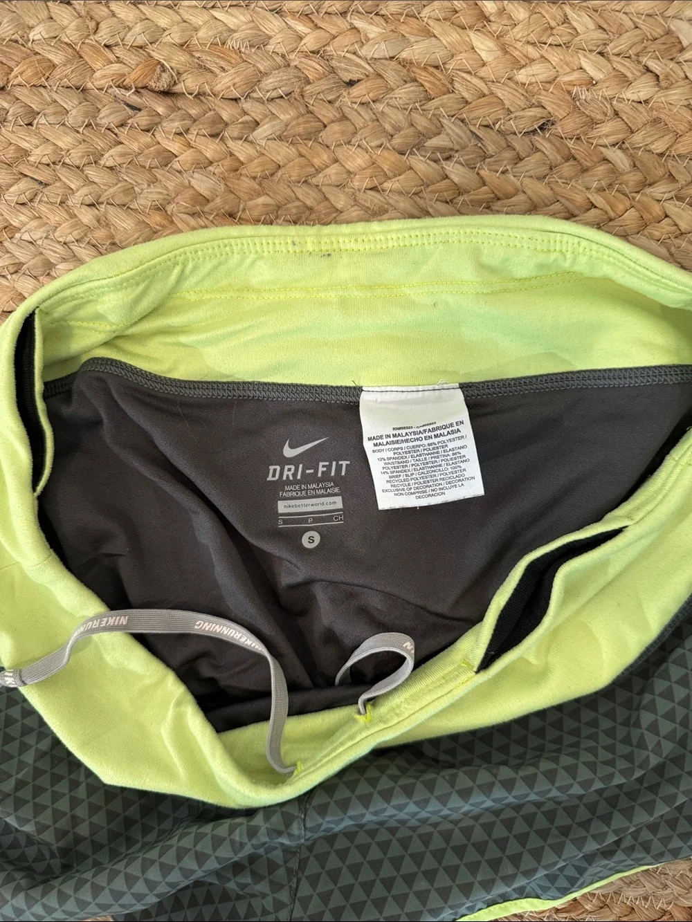 Nike Women's Black & Neon Lime Athletic Running Shorts